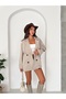 Women's Stone Color Lined Windbreaker Detailed Premium Trench Coat - 8