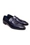 Dark Blue Color Laceless Genuine Leather Men's Shoes