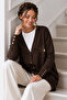 Collar Detailed Mercerized Cardigan N3362 Brown - 2
