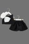 Le Mabelle Girls Organza Bow Detailed Blouse and Balloon Skirt Set Black - 5