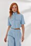 Double Suit with Belt and Pocket Detail in Blue - 3