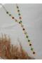 Multi-Colored Crystal Y Steel Necklace - 2