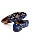 Dark Blue Color Laceless Genuine Velvet Men's Shoes - 2
