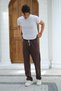 Brown Men's Baggy Fit Sweatpants with Laces, Comfortable Cut Casual Trousers - 6