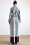 High Collar Button Detail Oversize Coat Light Gray 3177 - 7