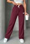 Wide Leg Sweatpants with Elastic Waistband, Contrast Lacing Detail, and Pockets - 2