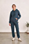 Women's 3 Thread Yarn Hooded Sweatshirt and Jogger Bottom Set Premium Hooded Sweatshirt and Jogger Bottom Petrol - 4