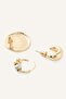 Women's Textured Plate and Ring Design 3-Piece Earring Set I4275Axns - 3