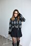 Women's Diamond Patterned Crew Neck Knitwear Sweater - 2
