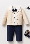 Newborn Baby Boy Premium Velvet Trousers Knitwear Cardigan Set Baby Birth Gift Box Mevlüt Outfit - 2