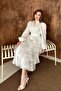 White Layered Dress with Flounces - 4