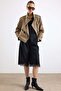 High Collar Epaulet Detailed Water Repellent Short Trench Coat Vi̇zon 6883 - 6