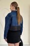 Black Denim Scuba Garnished Jacket - 4