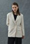 Beige Pocket Detailed Buttoned Blazer Jacket
