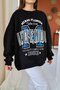 Black Text Printed Oversize Sweatshirt
