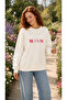 Women's Floral Detailed Bloom Graphic Printed Round Crew Neck Long Sleeve Sweatshirt