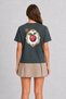 Folk Art Style Apricot Design T-Shirt - Smoked - 3