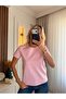 Pink Crew Neck Cotton Basic T-Shirt - 2