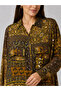 Plus Size Patterned Viscose Dress Brown - 3
