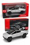 XINHAODI 1:24 Metal Futuristic Pickup Truck Model – Silver Die-Cast Toy Vehicle with Motorcycle Accessory, Opening Doors, Pull-Back Action, Sound & Light and Off-Road Wheels