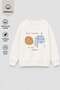 Girl's 3 Thread Fabric Cotton Cookie Printed Sweatshirt - 3