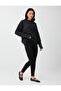 Black Basic Leggings with Front Stitching Detail and Elastic Waistband - 4
