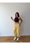 Women's Yellow Lace-Up Plaid Patterned Premium Shalwar Trousers Frv0221-1 - 3