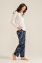 Women's Uzunkol Pajama Set, Combed Cotton Modal Pajama Set, 50% Cotton 50% Modal - 7