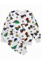 Boy's Cotton Gray Work Machine Top Patterned Long Sleeve Seasonal Pajama Set