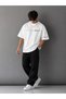 Stand Out Text Printed Oversize Unisex T-Shirt Minimal Typographic Sleeve Detail Crew Neck Short Sleeve Streetwear Tshirt - 4