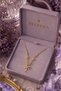 V Model Luxury Steel Necklace with White Stone Ivy Dragonfly Figure (Gold Color) - 3