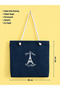 My Heart Is in Paris 46X42Cm Large Size Denim (Jeans) Fabric Bag with Zipper, Inner Pocket and Lining - 3