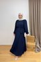 Molly Nelly Women's Crepe Shawl Collar Detailed Long Dress - 5