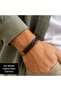 Men's Brown Leather Bracelet – Black Braided Detail, Gift Boxed Bracelet