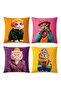 Cat Patterned 4-Piece Throw Pillow Cover Set with Clothes - 3