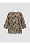 Vizyon New Season Brown V-Neck Leopard Patterned Blouse - 6