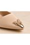 Beige Satin Butterfly Stone Detailed Pointed Toe Women's Heeled Shoes - 2