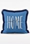 Blue Hydrangea Flower Patterned 4-Piece Fringed Cushion Cover Set with Text Detail - 5