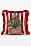 Winter Themed Snowman, Deer and Pine Tree Patterned 4-Piece Fringed Throw Pillow Cover Set - 5