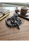 Güleç Natural Stone Shungite Stone Hematite Detailed 8 mm Natural Stone Prayer Beads Matte Black Special Design - 2
