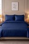 Striped Satin Double Duvet Cover Set |   100% Cotton |   200X220 cm Duvet Cover, Striped Elastic Sheet, 2 Pieces of 50X70 cm Pillowcases |   Stylish and Elegant |   Hotel Comfort