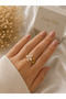 ✨   Stress Ring with Flower and Leaf Detail – Stylish Design with Stones, Adjustable Model - 2