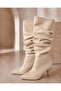 Livamod Women's Bellows Boots Pointed Toe Thin Heeled Below the Knee Stylish Casual Boots