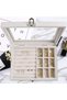 Elegant White Jewelry Storage Box with Transparent Glass Lid, Multiple Compartments and Dedicated Ring Slots, Soft Velvet Jewelry Organizer Case for Earrings, Rings, Bracelets, Necklaces, - 3