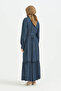 Ruffle Detailed Lyocell Robe - Indigo - 4