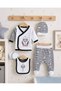 Baby 5-Piece Double Breasted Bodysuit Set with Booties, under Hat, Gloves, Bib, Newborn Fan Hospital Discharge Set - 2
