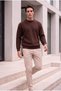 Pilar Anti-Peeling Anti-Pilling Oversize Thessaloniki Knitted Crew Neck Men's Knitwear Sweater - Brown - 7