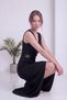 Women's Double Breasted Collar Gold Buckle Detailed Midi Length Evening Dress Brown, Black - 5
