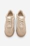 Women's Suede & Parachute Detailed Knit Panel Multi-Piece Lace-Up Casual Sneaker Farote Beige Suede - 7