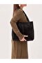 Black Genuine Calf Leather Women's Shopper Shoulder Bag - 2